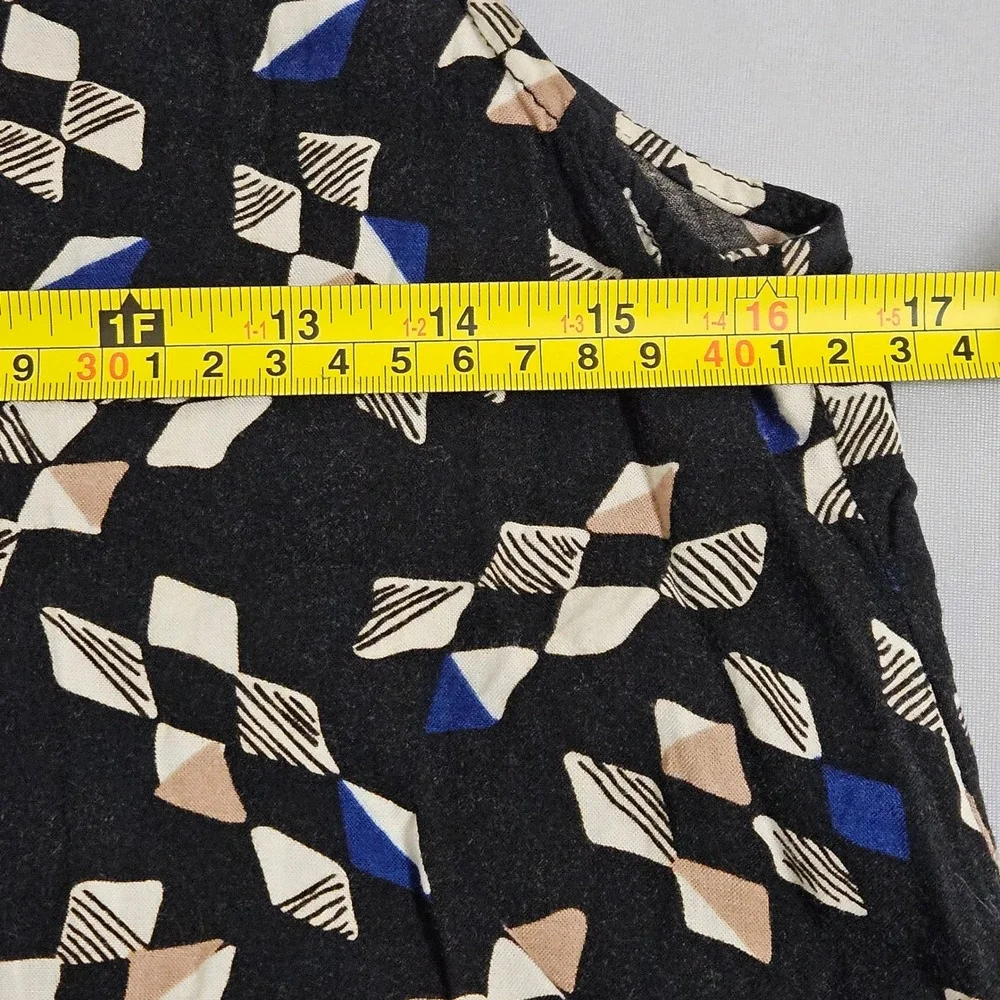 Maeve Art Girl Indie Abstract Drapey Shirt Dress Black White Rayon Sleeveless Sm - Picture 6 of 6